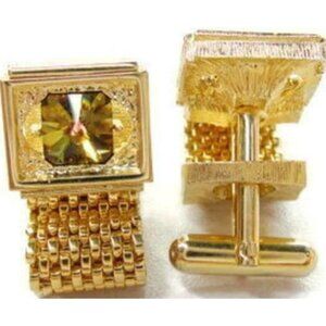 Rivoli Mesh Wraparound Rhinestone Crystal Bullet Cuff Link Men Vintage Cufflinks